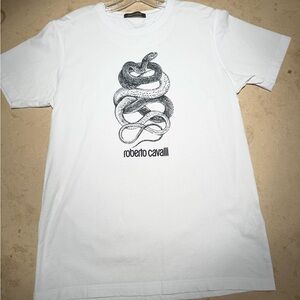 Roberto Cavalli White Snake Graphic Tee